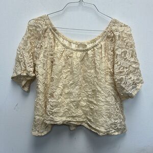 Sady & Lu Off the shoulder cream lace top